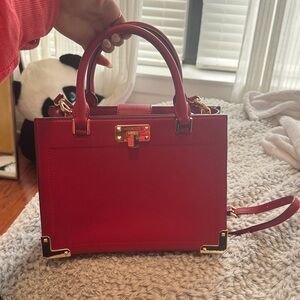 Michael Kors Red Satchel with Gold Accents